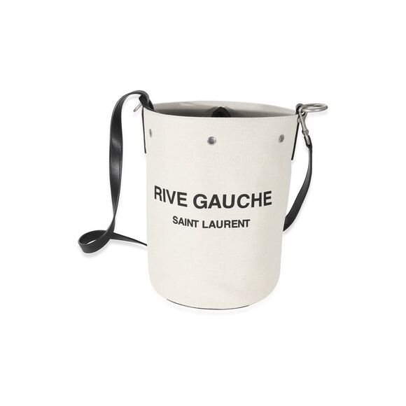 SAINT LAURENT Handbags - Saint Laurent White Linen Rive Gauche Bucket